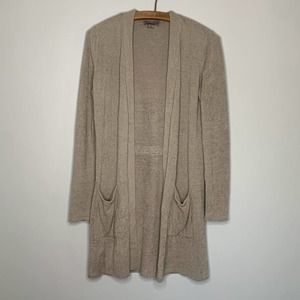 Barefoot Dreams XS Cardigan Open Front Tie Back Taupe Beige Soft Sweater Lounge